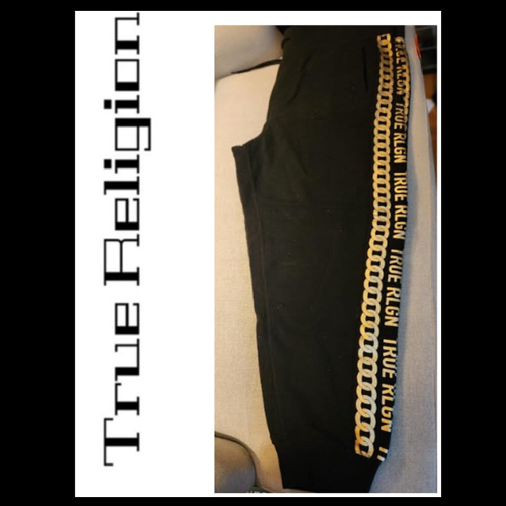 True Religion Sweat / Joggers - Black & Gold "CHAINS" - NEW w/tags
